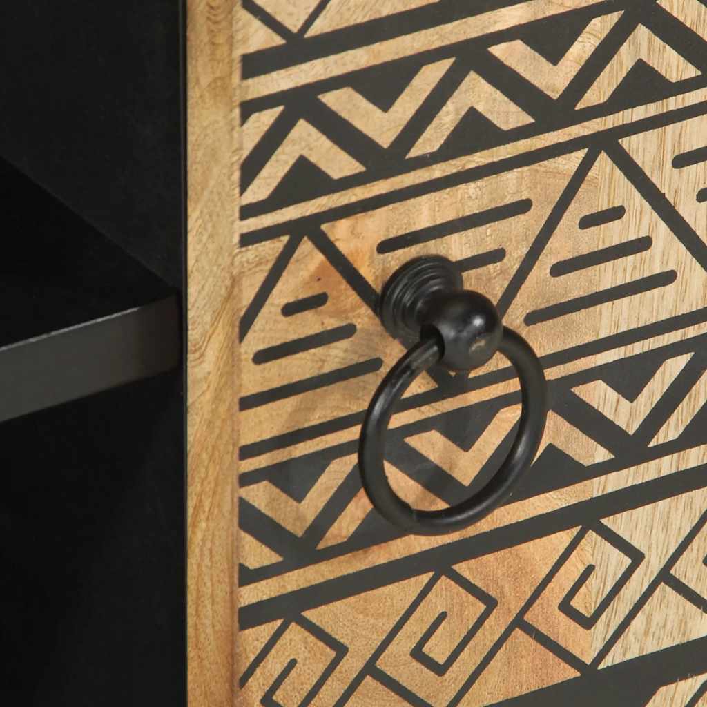 Έπιπλο Τηλεόρασης Μαύρο Ακατέργαστο Μασίφ Ξύλο Μάνγκο