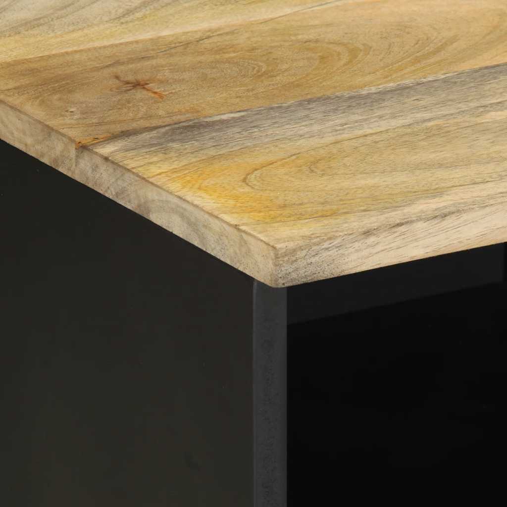 Έπιπλο Τηλεόρασης Μαύρο Ακατέργαστο Μασίφ Ξύλο Μάνγκο