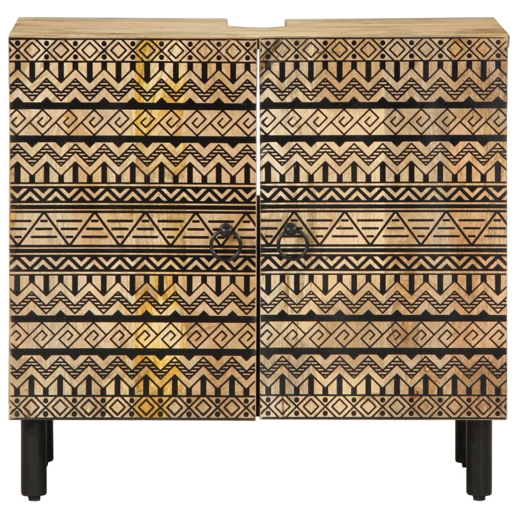 Ντουλάπι Μπάνιου Μαύρο 62 x 33 x 58 εκ. από Μασίφ Ξύλο Μάνγκο