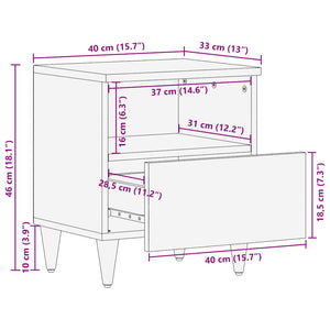 Κομοδίνο 40 x 33 x 46 εκ. από Μασίφ Ξύλο Μάνγκο