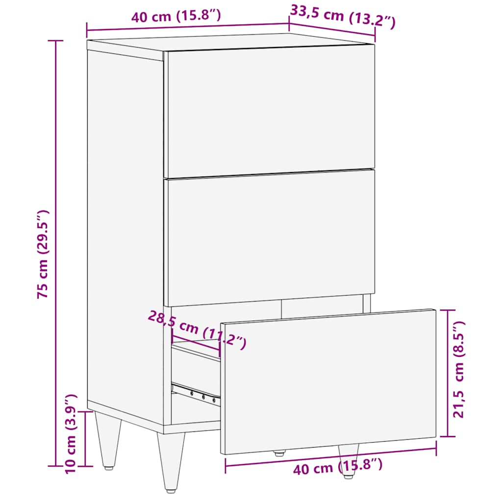 Sideboard 40x33,5x75 cm μασίφ ξύλο Mango