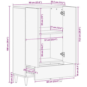 Highboard 60x33,5x100 cm μασίφ ξύλο Mango