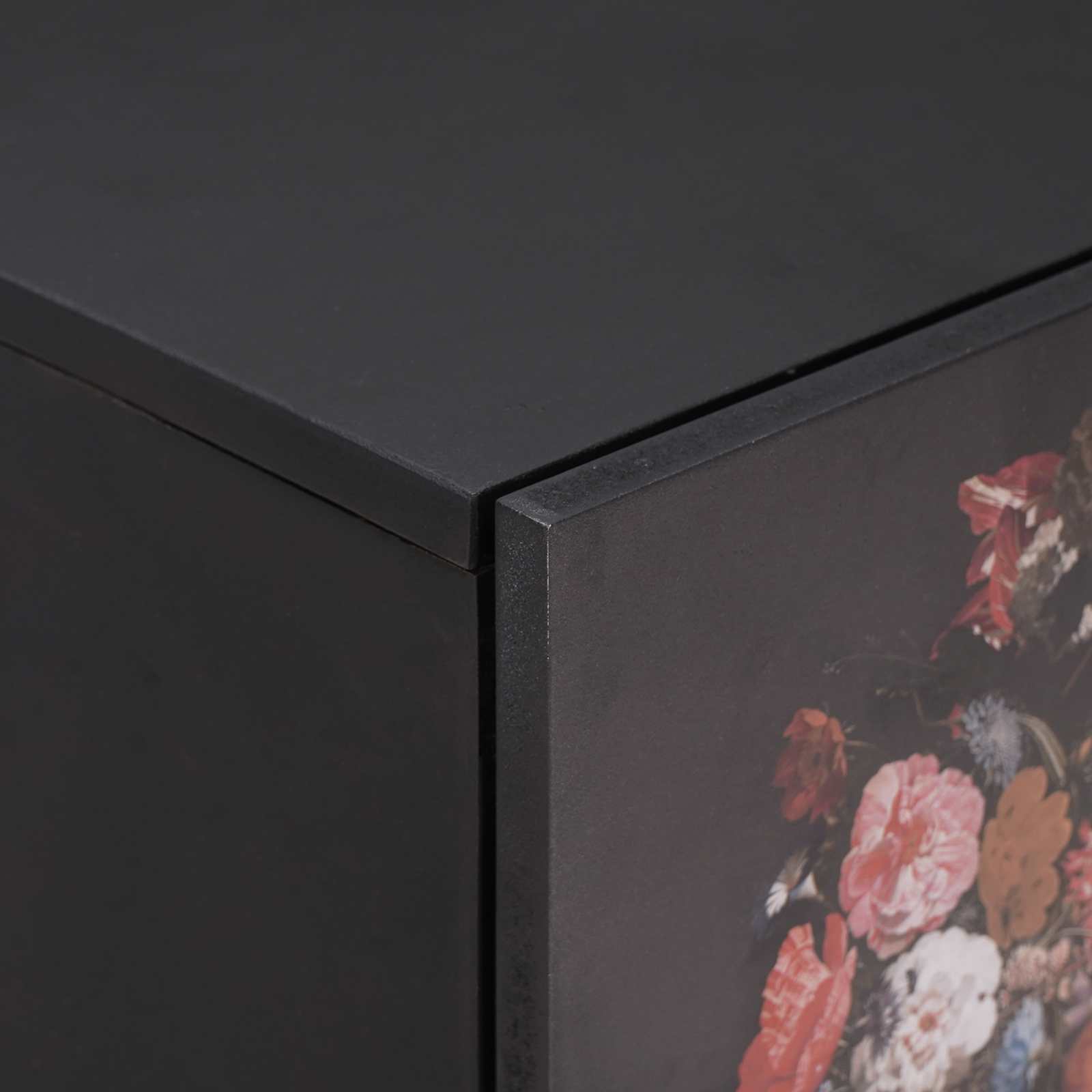 Κομοδίνο με Πόρτα Μαύρο 40 x 33 x 46 εκ. Στερεό ξύλο μάνγκο