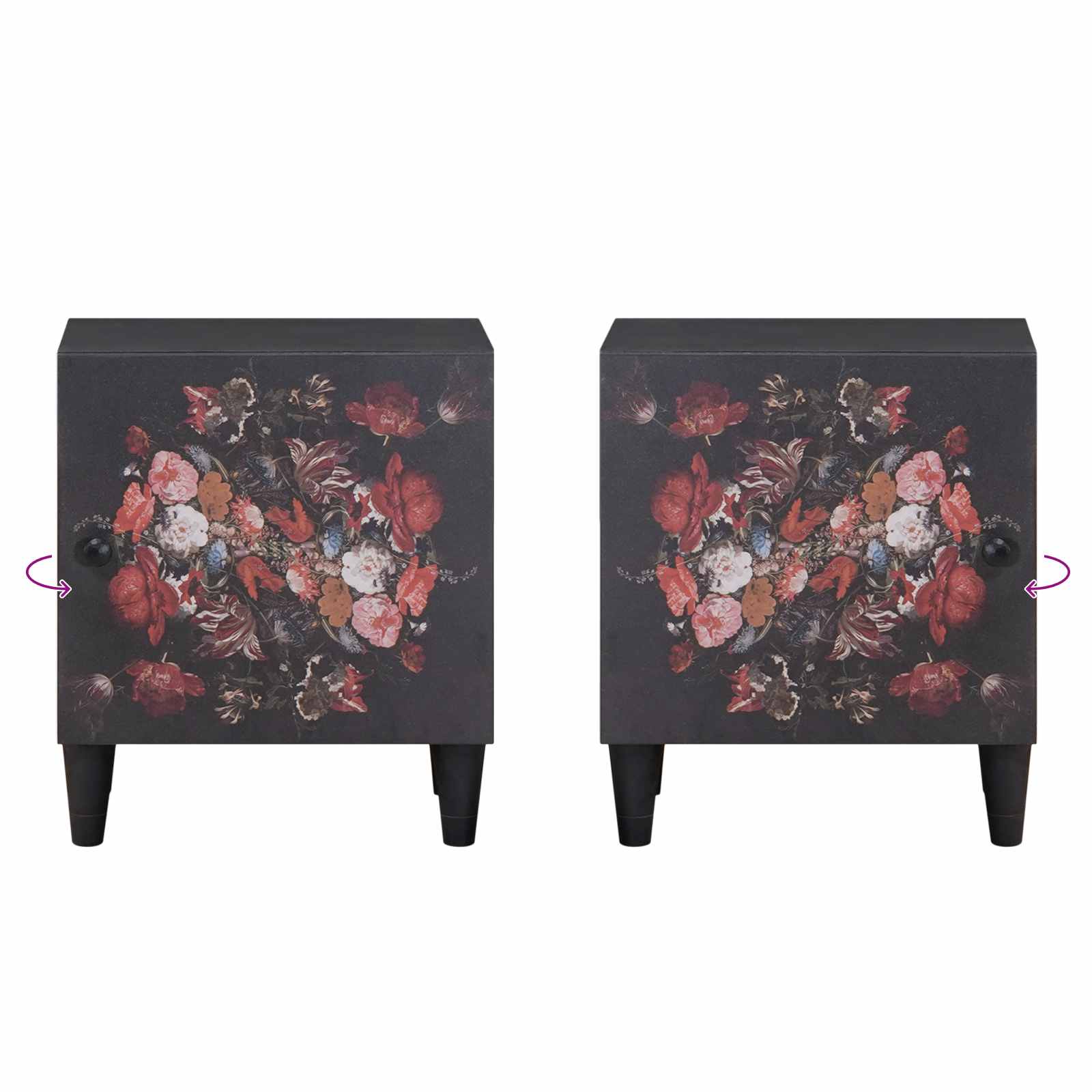 Κομοδίνο με Πόρτα Μαύρο 40 x 33 x 46 εκ. Στερεό ξύλο μάνγκο