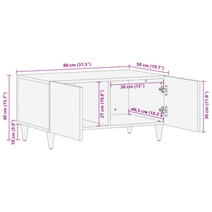 Τραπεζάκι σαλονιού Πολύχρωμο 80 x 50 x 40 cm Στερεό ξύλο μάνγκο