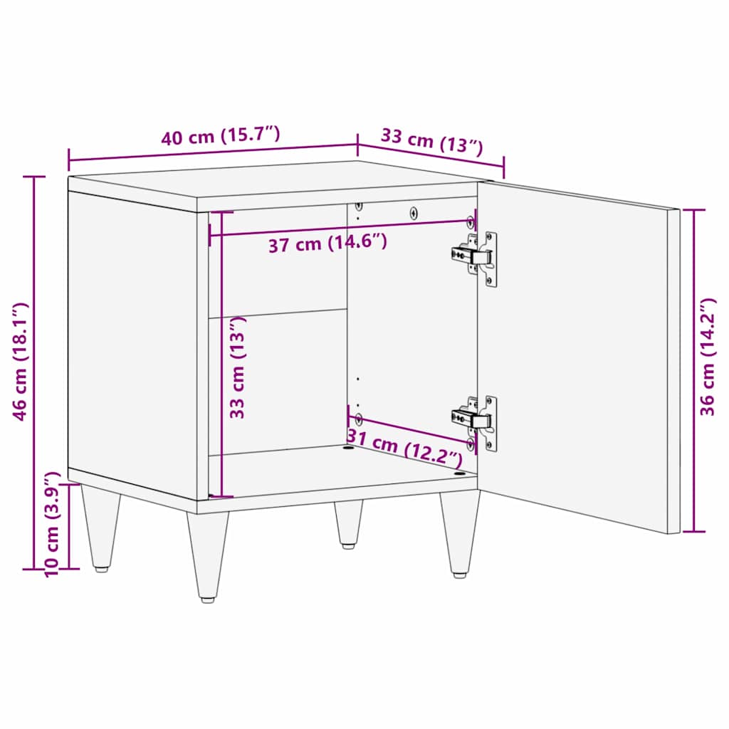 Κομοδίνο με Πόρτα Μέλι Καφέ 40 x 33 x 46 εκ. Στερεό ξύλο μάνγκο - Pakobazaar
