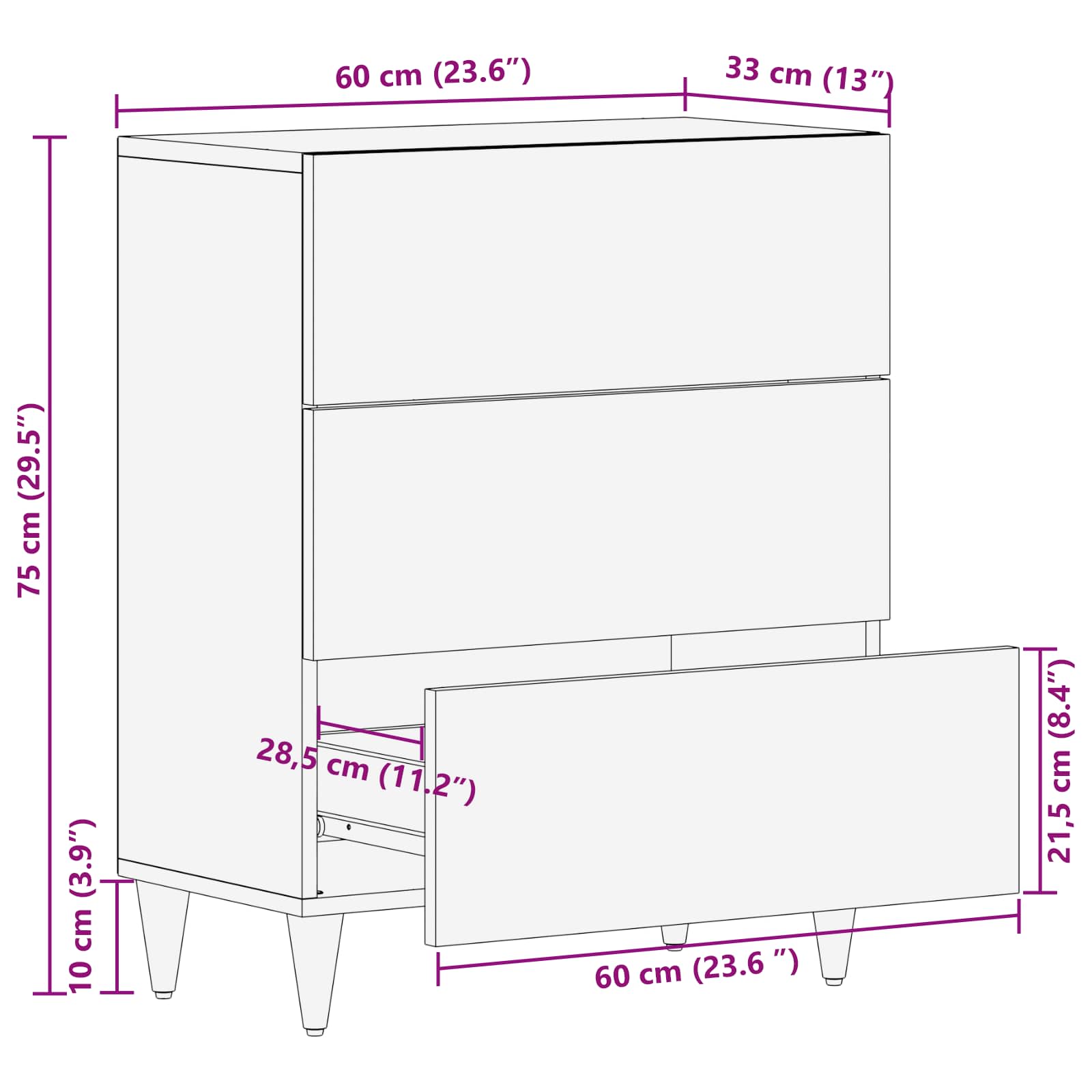 Πλαϊνό γραφείο Καφέ 60 x 33 x 75 cm Στερεό ξύλο μάνγκο
