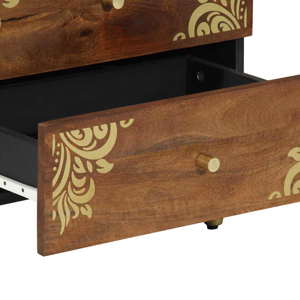Κομοδίνο Μέλι Καφέ 50 x 33 x 62 εκ. Στερεό ξύλο μάνγκο
