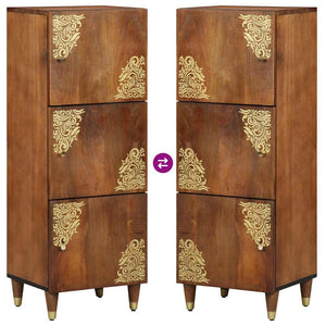 Highboard με ράφι Καφέ 40 x 33 x 110 εκ Στερεό ξύλο μάνγκο - Pakobazaar