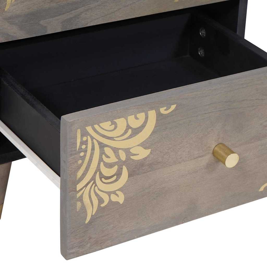 Κομοδίνο 2 pcs Γκρι 40 x 33 x 46 εκ. Στερεό ξύλο μάνγκο - Pakobazaar