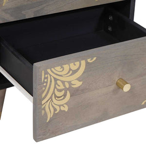 Κομοδίνο 2 pcs Γκρι 40 x 33 x 46 εκ. Στερεό ξύλο μάνγκο - Pakobazaar