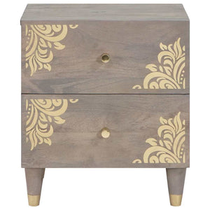 Κομοδίνο 2 pcs Γκρι 40 x 33 x 46 εκ. Στερεό ξύλο μάνγκο - Pakobazaar