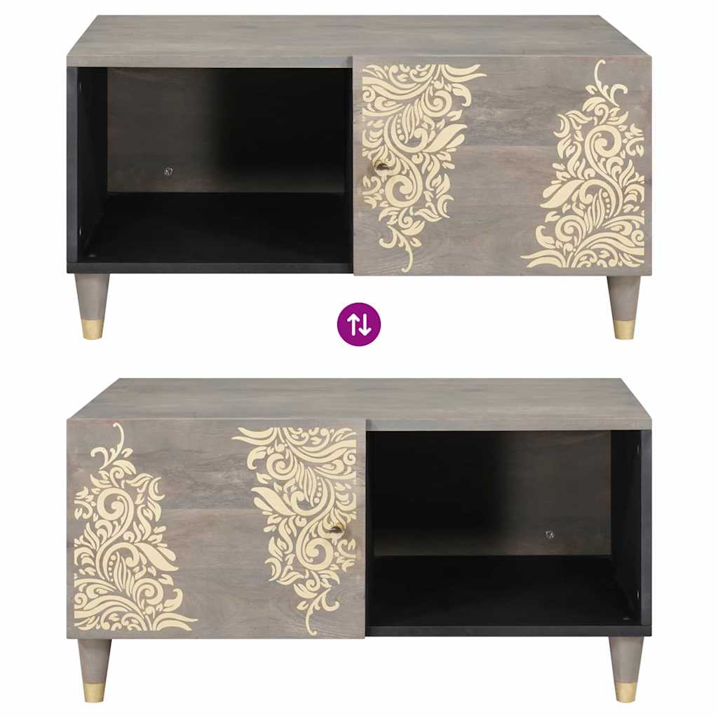 Τραπεζάκι σαλονιού Γκρι 80 x 50 x 40 cm Στερεό ξύλο μάνγκο