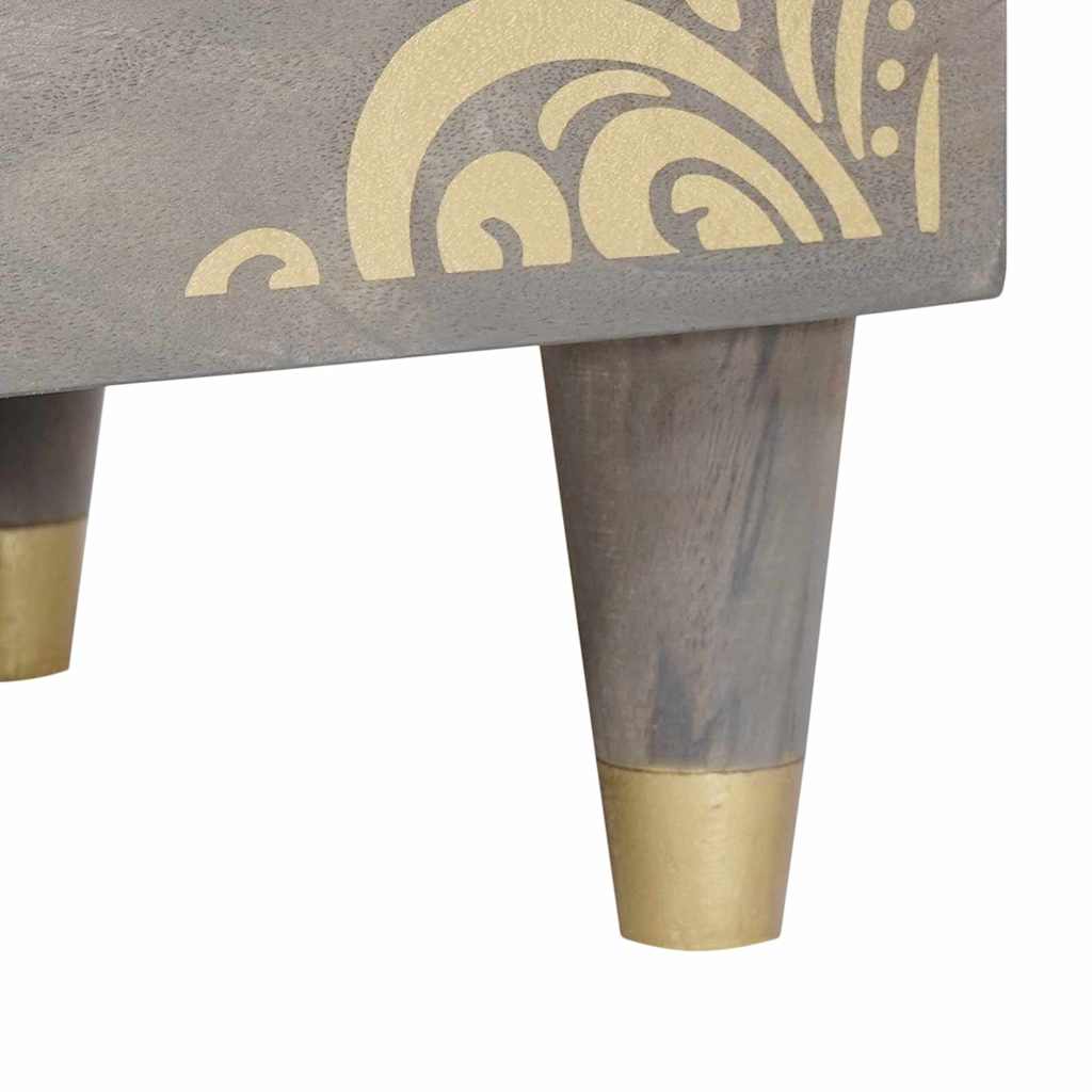 Κομοδίνο με συρτάρι Γκρι 50 x 33 x 62 εκ. Στερεό ξύλο μάνγκο