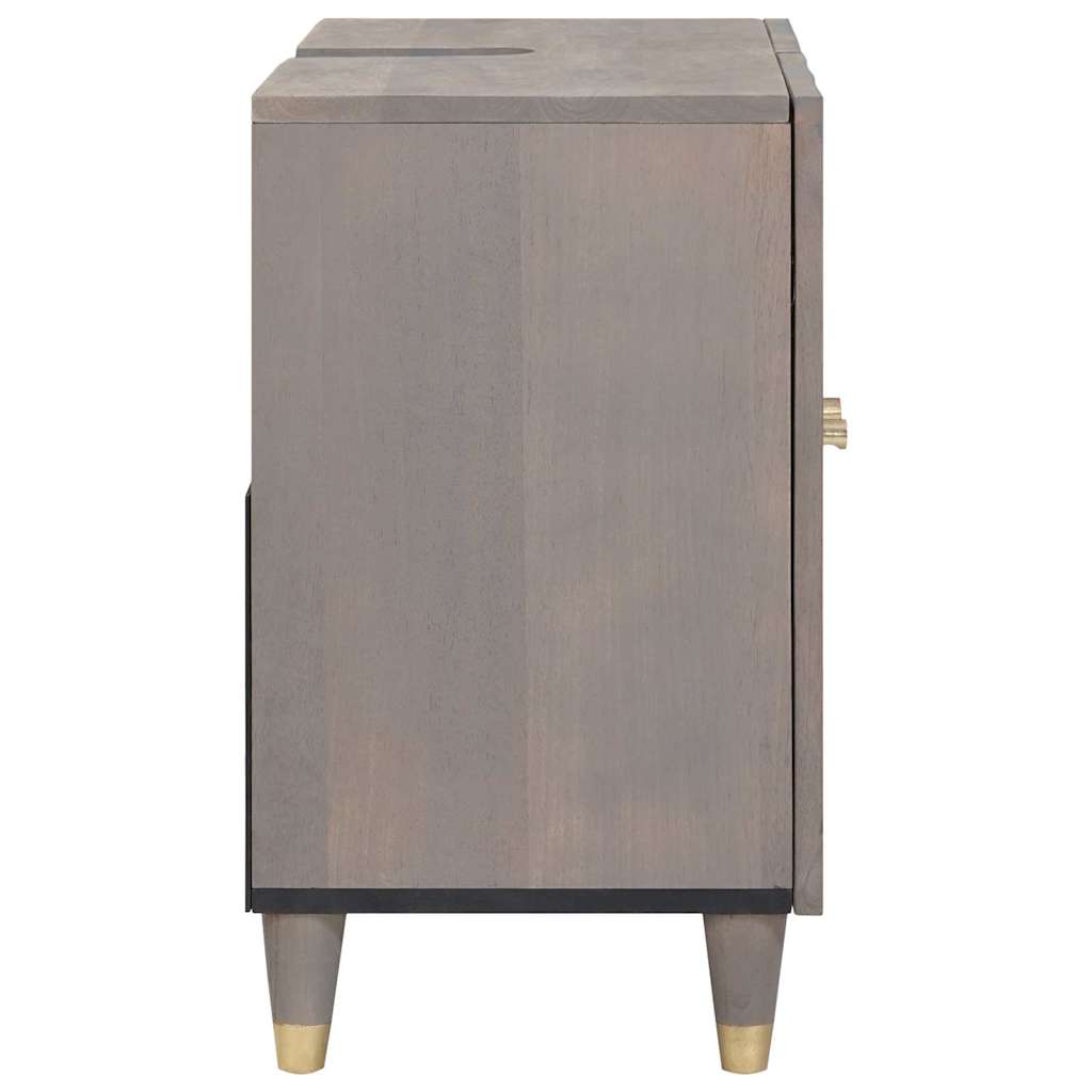 Ντουλάπι νιπτήρα Γκρι 62 x 33 x 58 εκ. Στερεό ξύλο μάνγκο