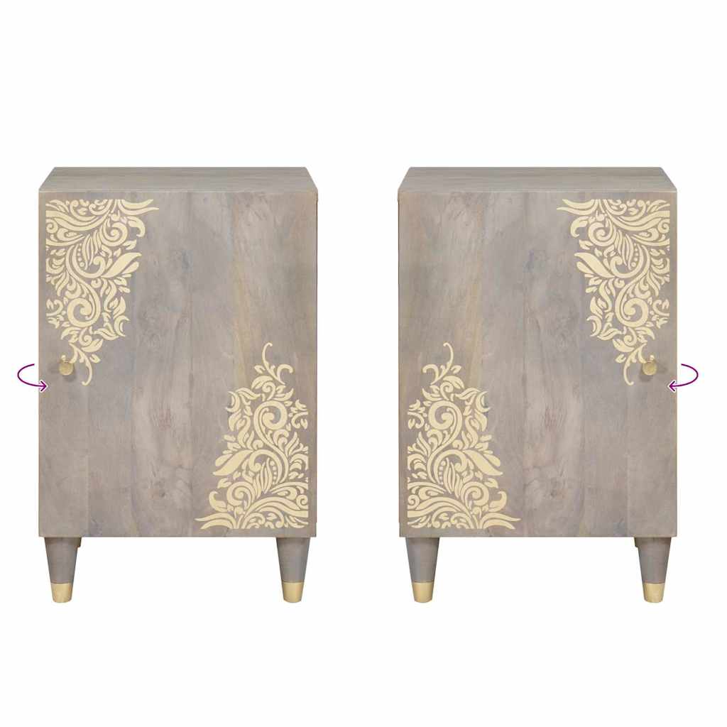 Ντουλάπι Μπάνιου Γκρι 38 x 33 x 58 εκ. Στερεό ξύλο μάνγκο