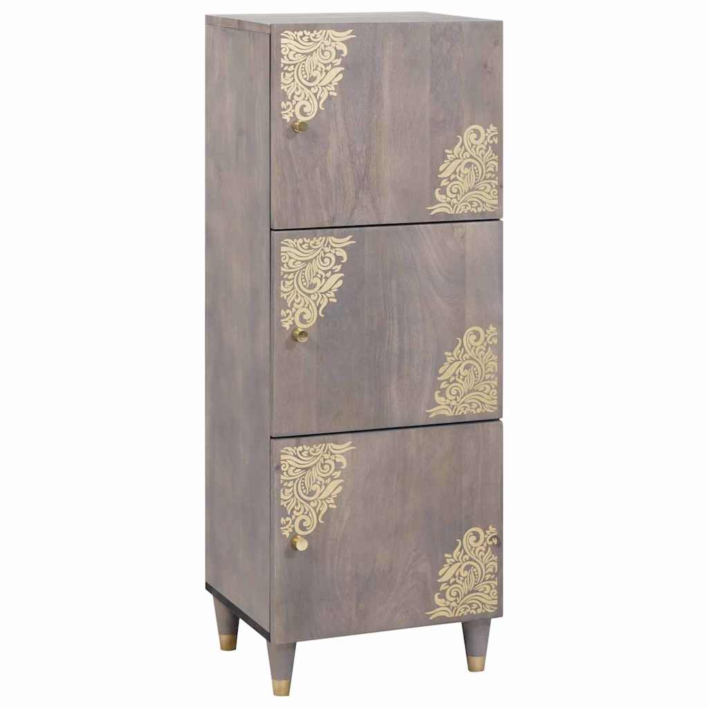 Highboard Γκρι και Χρυσό 40 x 33 x 110 εκ Στερεό ξύλο μάνγκο