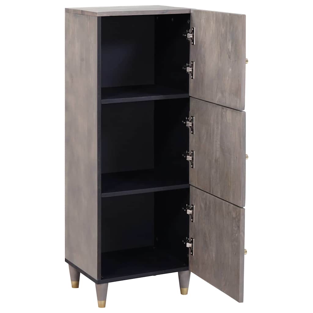 Highboard Γκρι και Χρυσό 40 x 33 x 110 εκ Στερεό ξύλο μάνγκο