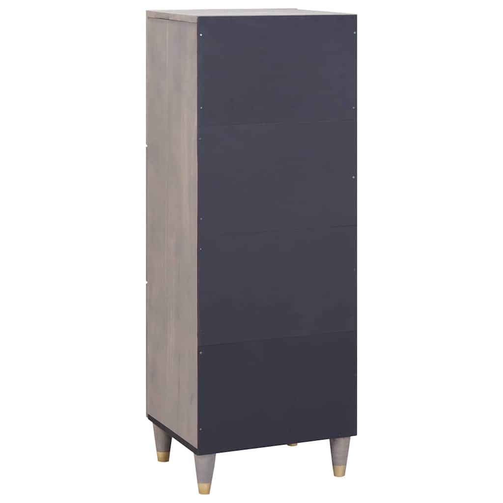 Highboard Γκρι και Χρυσό 40 x 33 x 110 εκ Στερεό ξύλο μάνγκο