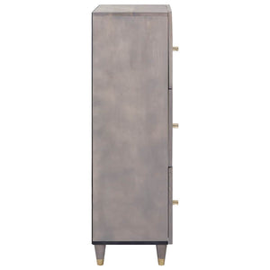 Highboard Γκρι και Χρυσό 40 x 33 x 110 εκ Στερεό ξύλο μάνγκο