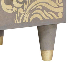 Highboard Γκρι και Χρυσό 60 x 33 x 100 εκ. Στερεό ξύλο μάνγκο