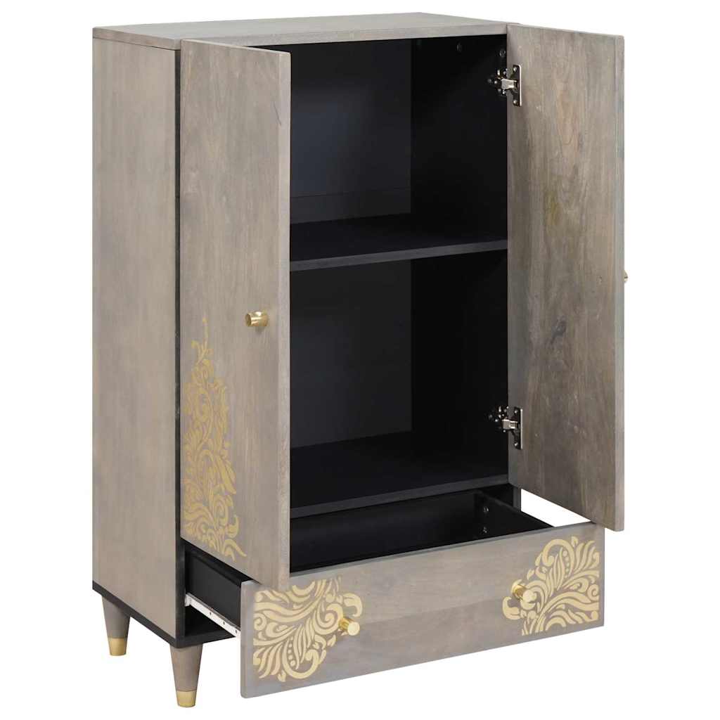 Highboard Γκρι και Χρυσό 60 x 33 x 100 εκ. Στερεό ξύλο μάνγκο