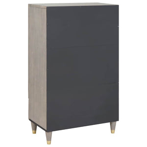 Highboard Γκρι και Χρυσό 60 x 33 x 100 εκ. Στερεό ξύλο μάνγκο