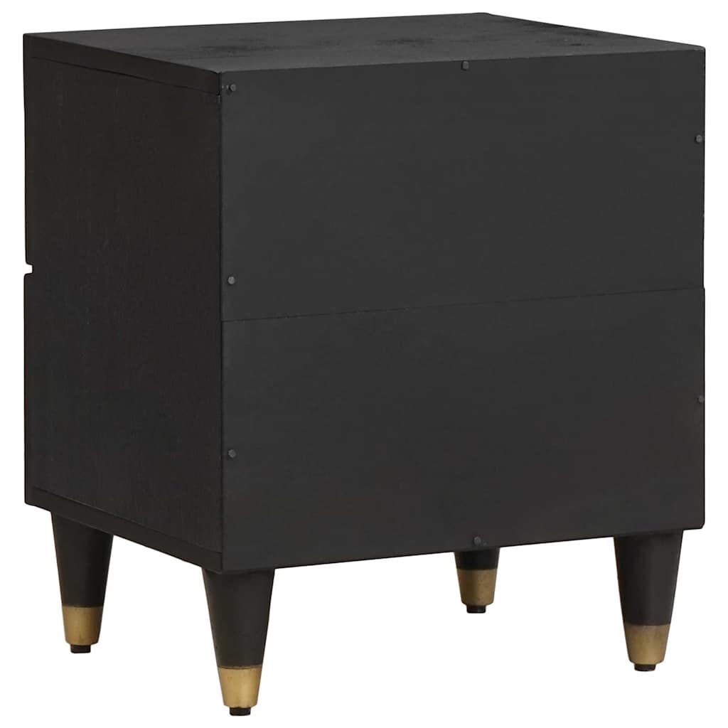 Κομοδίνο 2 pcs Μαύρο 40 x 33 x 46 εκ. Στερεό ξύλο μάνγκο