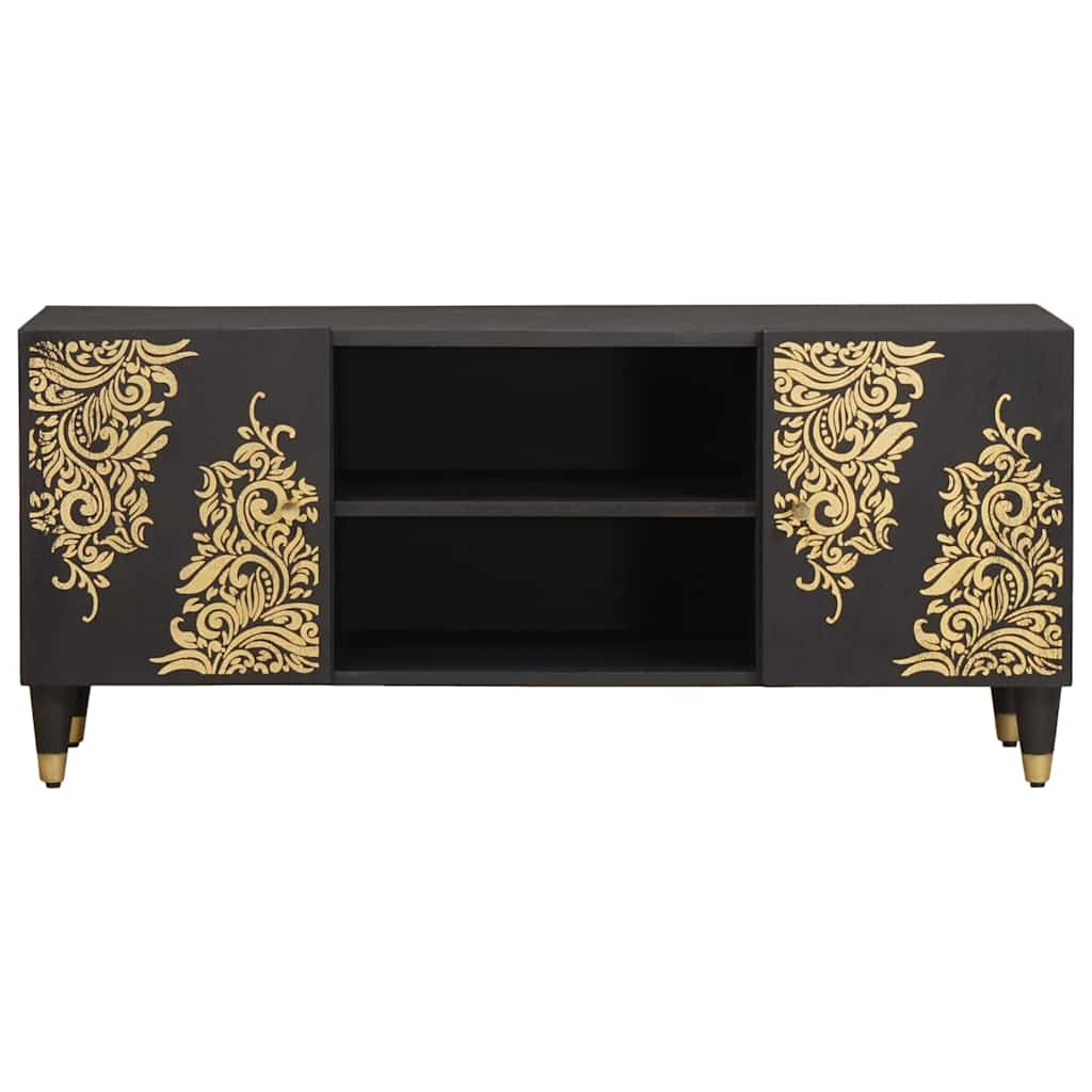 Ντουλάπι TV με ράφι Μαύρο 105 x 33 x 46 εκ. Στερεό ξύλο μάνγκο