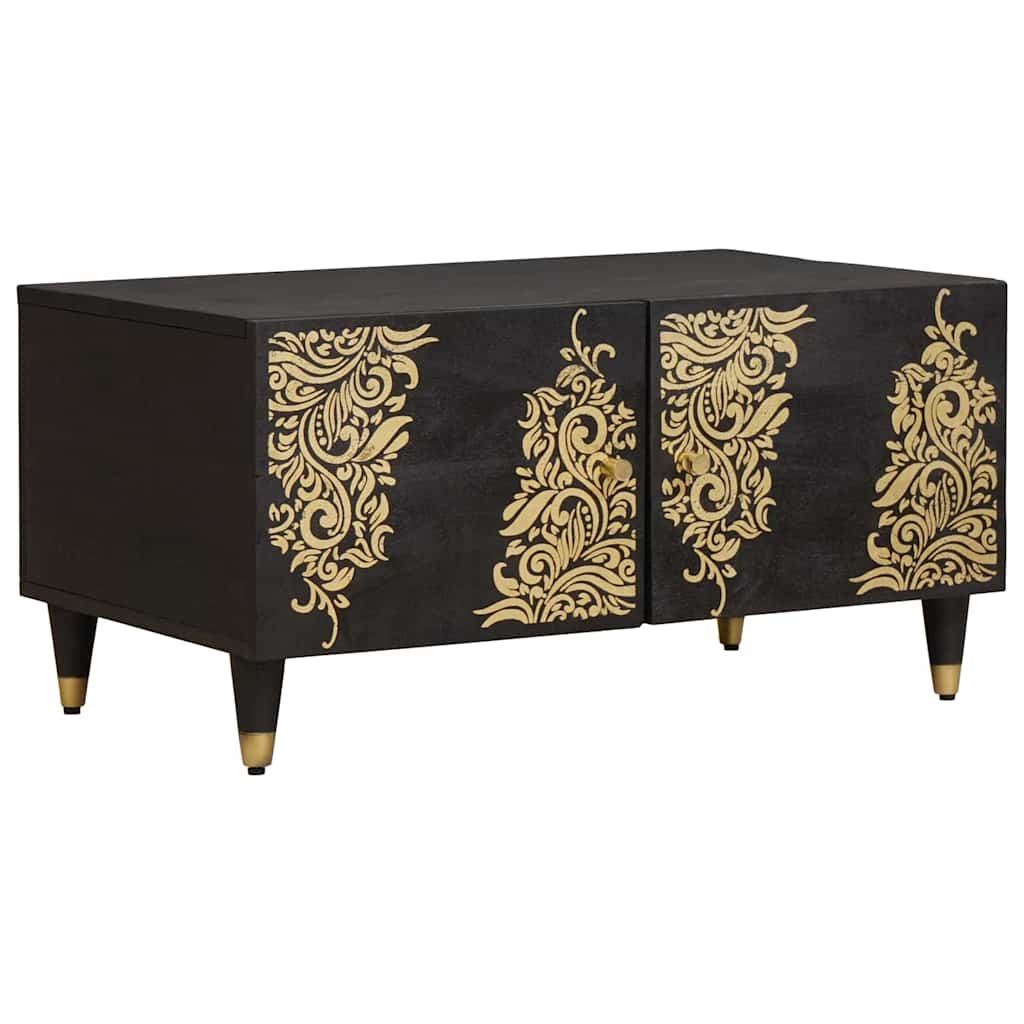 Τραπεζάκι σαλονιού Μαύρο 80 x 50 x 40 cm Στερεό ξύλο μάνγκο