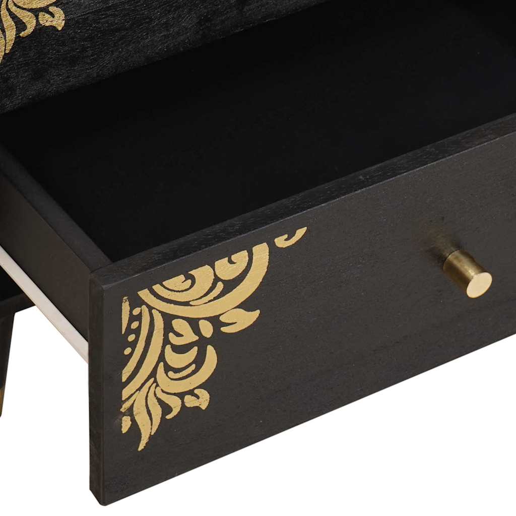 Κομοδίνο με συρτάρι Μαύρο 50 x 33 x 62 εκ. Στερεό ξύλο μάνγκο