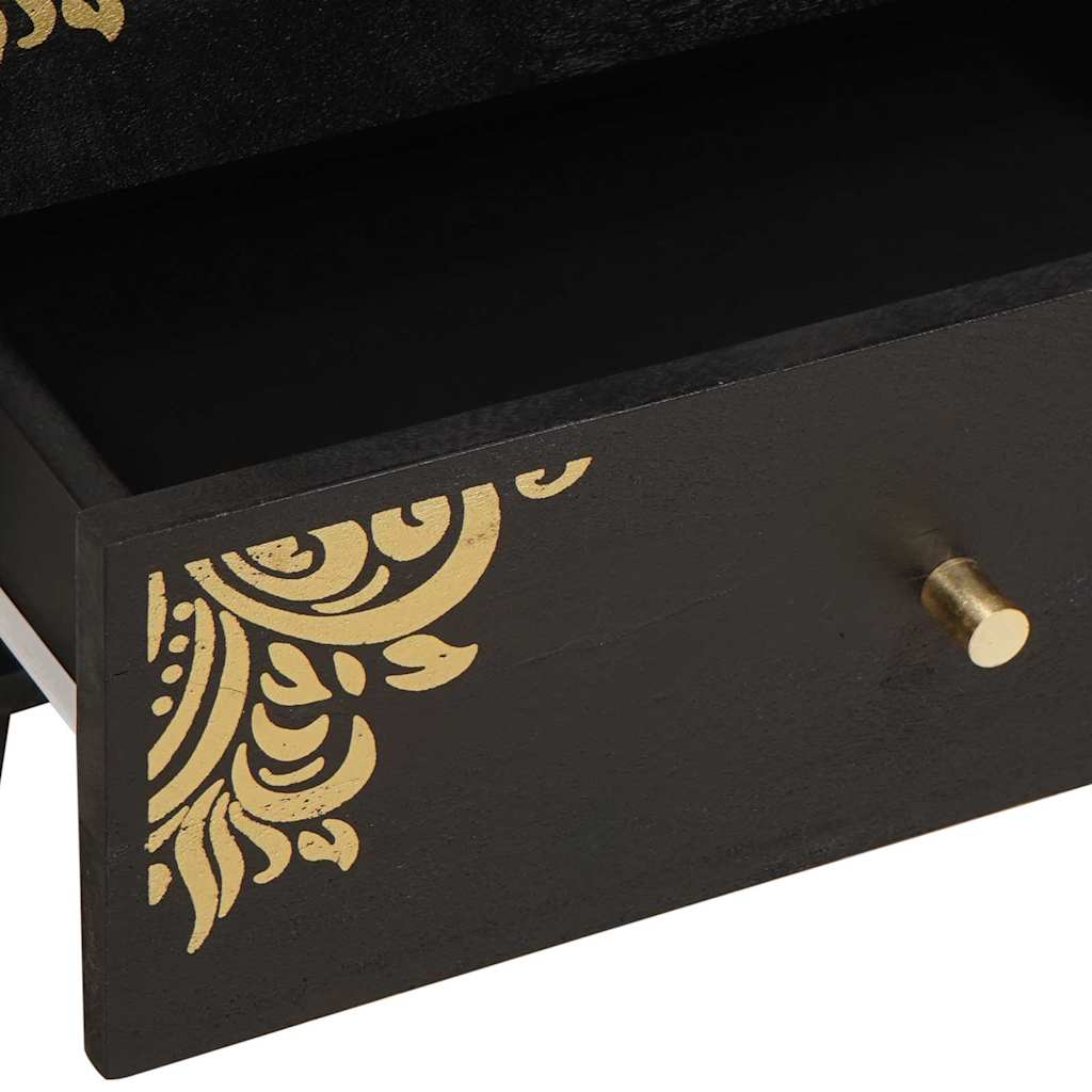 Κομοδίνο με συρτάρι Μαύρο 50 x 33 x 62 εκ. Στερεό ξύλο μάνγκο