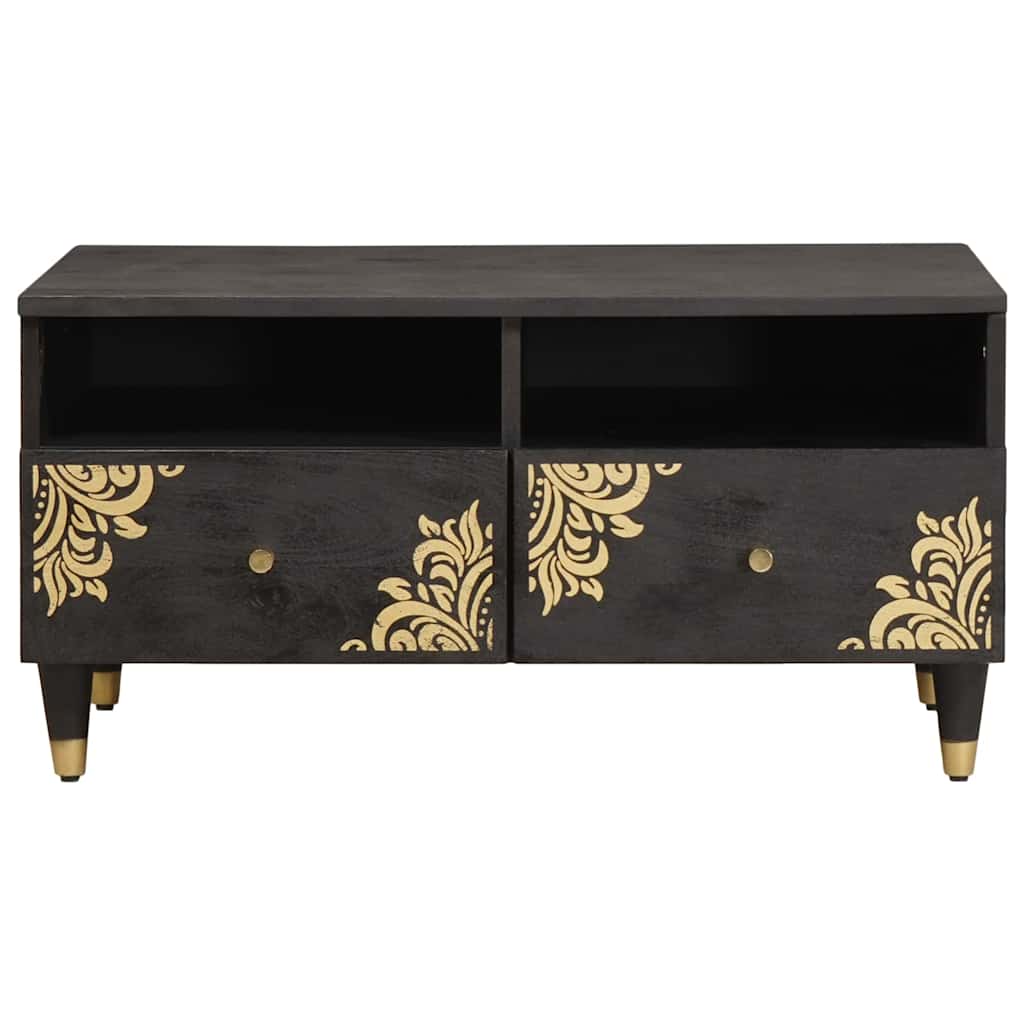 Τραπεζάκι σαλονιού Μαύρο 80 x 54 x 40 εκ Στερεό ξύλο μάνγκο