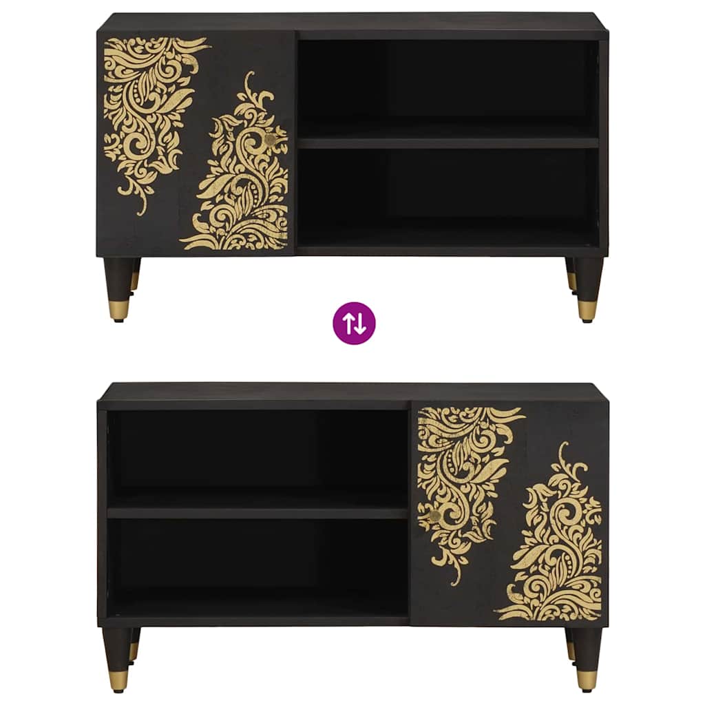 Ντουλάπι TV με ράφι Μαύρο 80 x 33 x 46 εκ Στερεό ξύλο μάνγκο