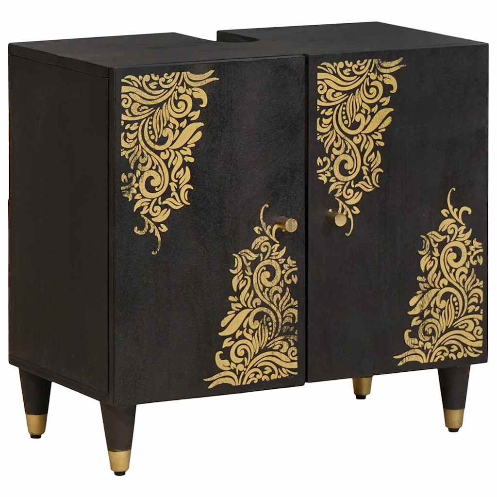 Ντουλάπι νιπτήρα Μαύρο 62 x 33 x 58 εκ. Στερεό ξύλο μάνγκο - Pakobazaar