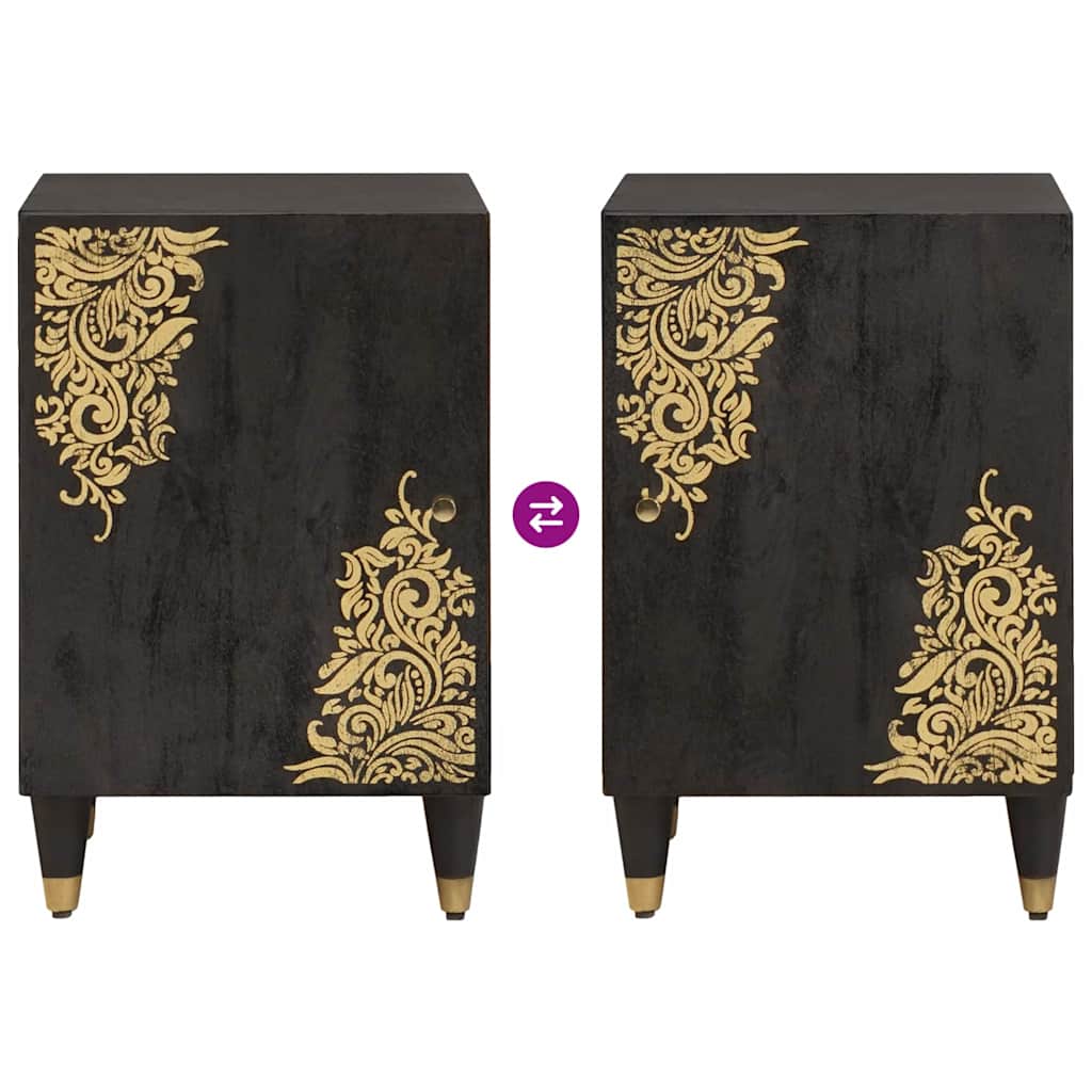 Ντουλάπι Μπάνιου Μαύρο 38 x 33 x 58 εκ. Στερεό ξύλο μάνγκο