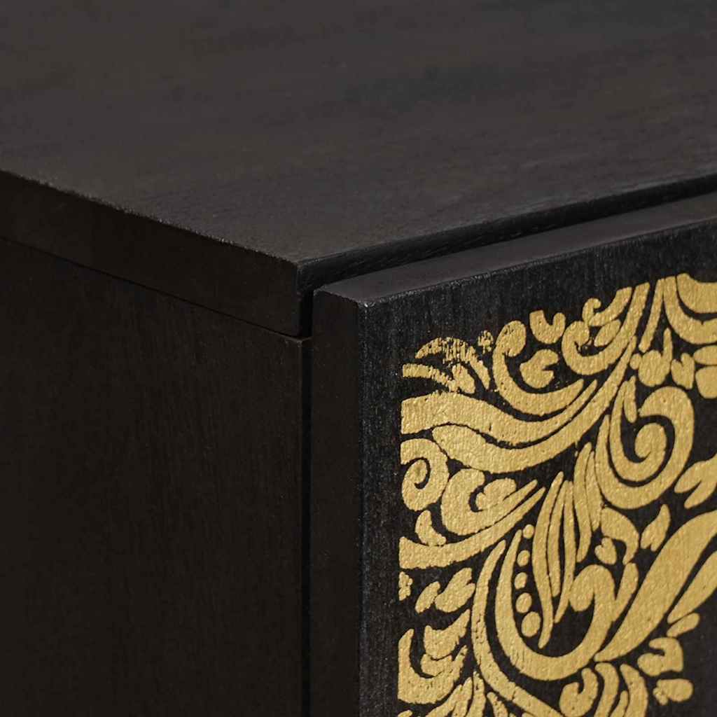 Highboard με ράφι Μαύρο 40 x 33 x 110 εκ Στερεό ξύλο μάνγκο - Pakobazaar