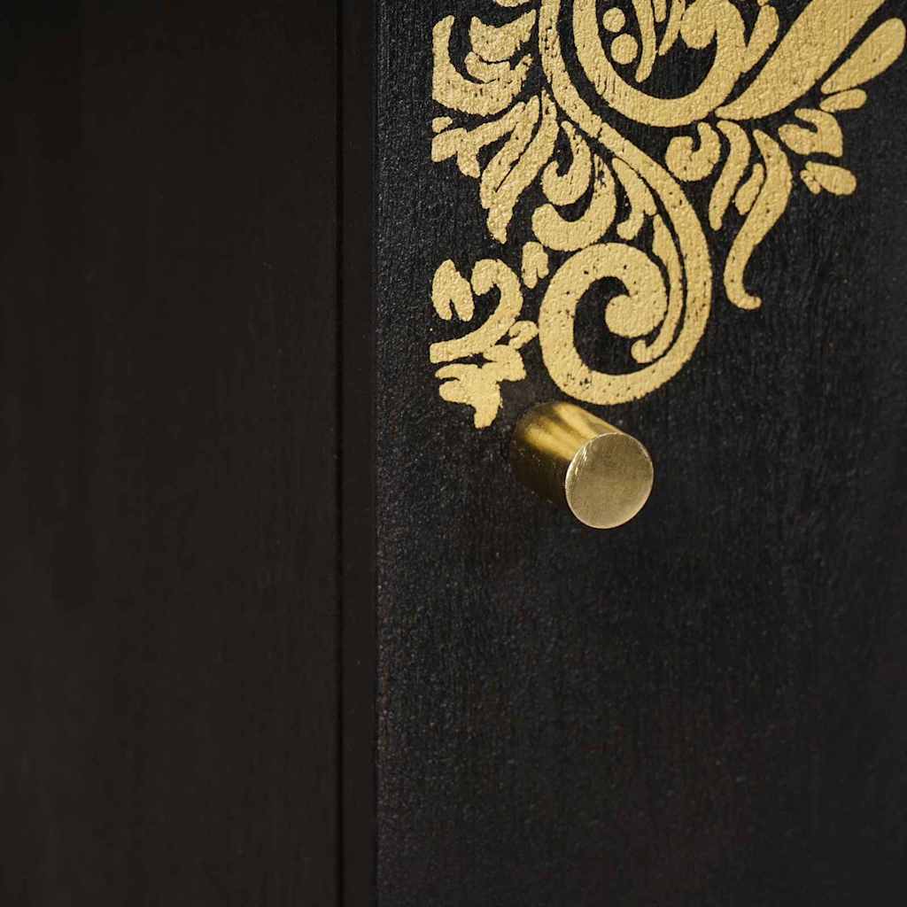 Highboard με ράφι Μαύρο 40 x 33 x 110 εκ Στερεό ξύλο μάνγκο - Pakobazaar