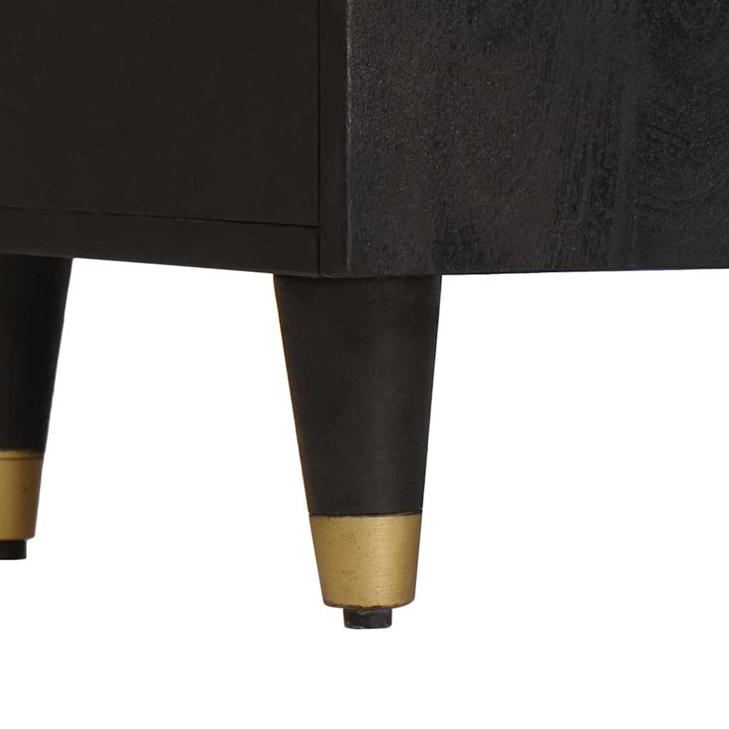 Highboard με ράφι Μαύρο 40 x 33 x 110 εκ Στερεό ξύλο μάνγκο - Pakobazaar