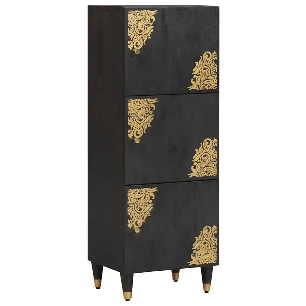 Highboard με ράφι Μαύρο 40 x 33 x 110 εκ Στερεό ξύλο μάνγκο - Pakobazaar