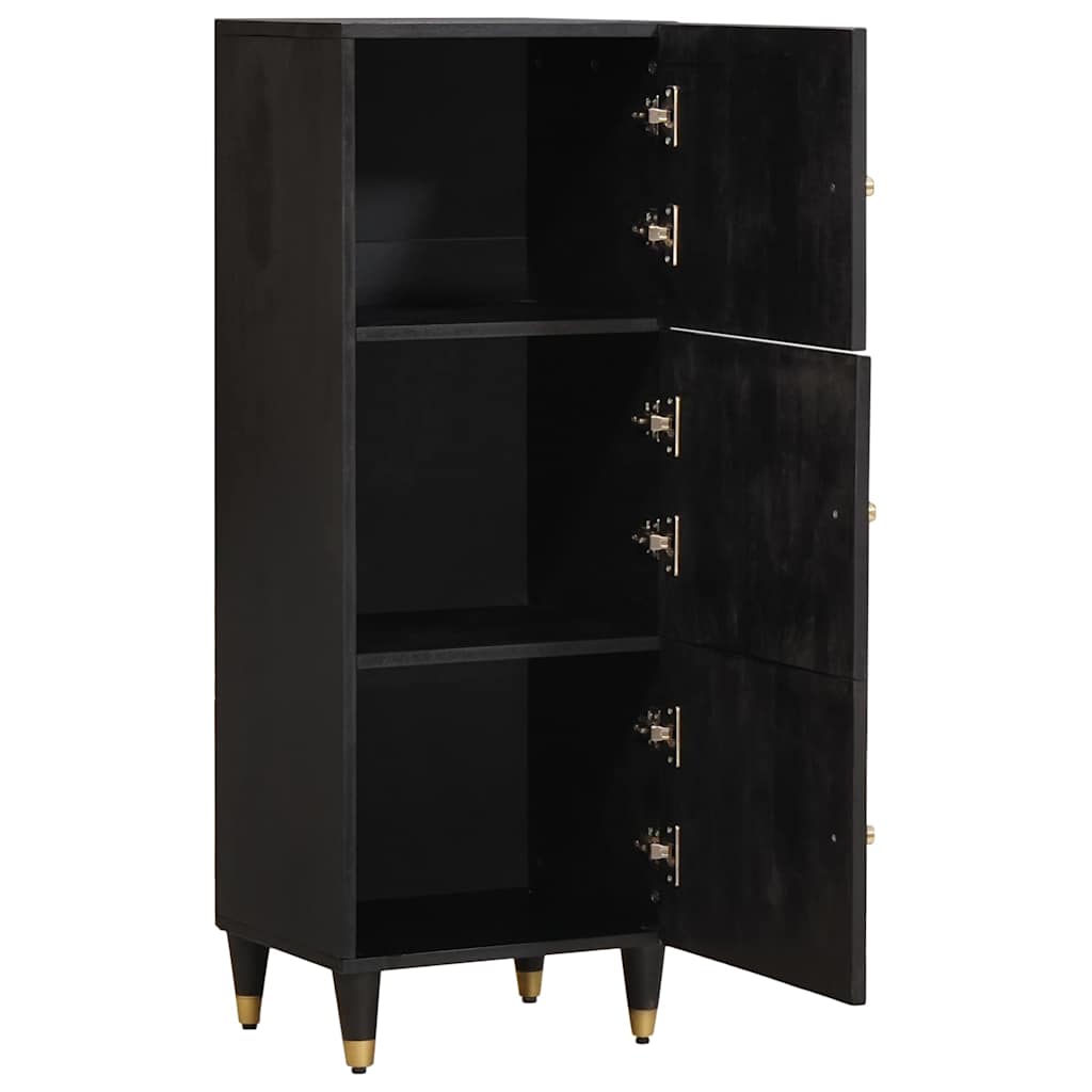 Highboard με ράφι Μαύρο 40 x 33 x 110 εκ Στερεό ξύλο μάνγκο - Pakobazaar