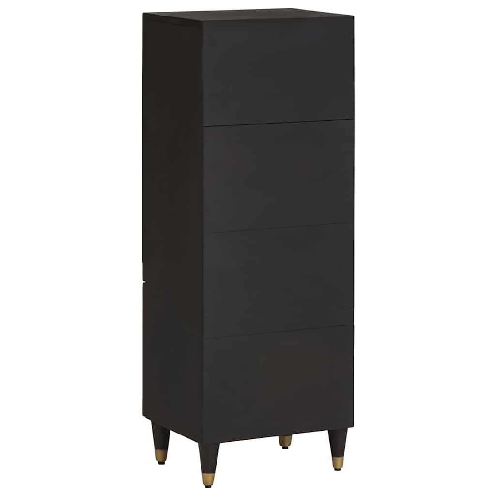 Highboard με ράφι Μαύρο 40 x 33 x 110 εκ Στερεό ξύλο μάνγκο - Pakobazaar