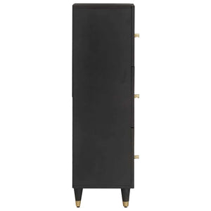 Highboard με ράφι Μαύρο 40 x 33 x 110 εκ Στερεό ξύλο μάνγκο - Pakobazaar