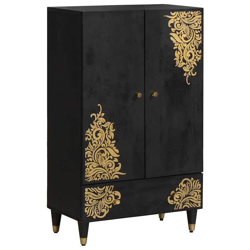 Highboard Μαύρο 60 x 33 x 100 εκ. Στερεό ξύλο μάνγκο