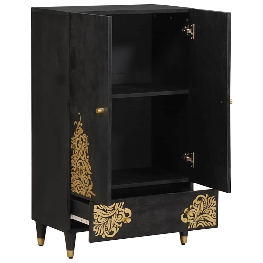 Highboard Μαύρο 60 x 33 x 100 εκ. Στερεό ξύλο μάνγκο