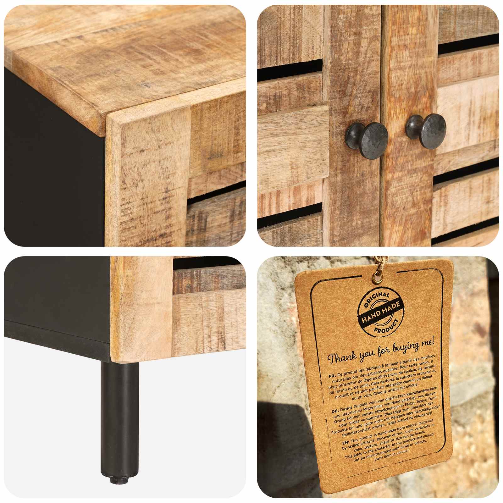 Ντουλάπες Αποθήκευσης 60 x 33 x 75 cm Στερεό ξύλο μάνγκο Φυσικό - Pakobazaar