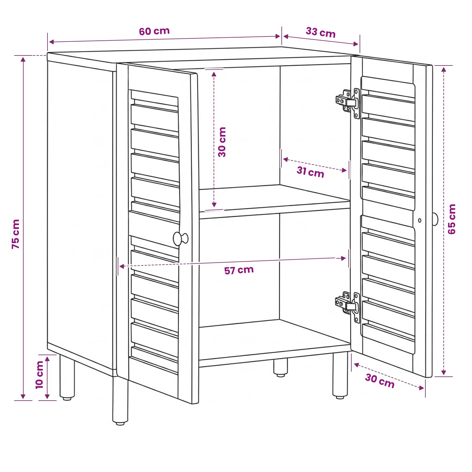 Ντουλάπες Αποθήκευσης 60 x 33 x 75 cm Στερεό ξύλο μάνγκο Φυσικό - Pakobazaar