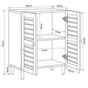 Ντουλάπες Αποθήκευσης 60 x 33 x 75 cm Στερεό ξύλο μάνγκο Φυσικό - Pakobazaar