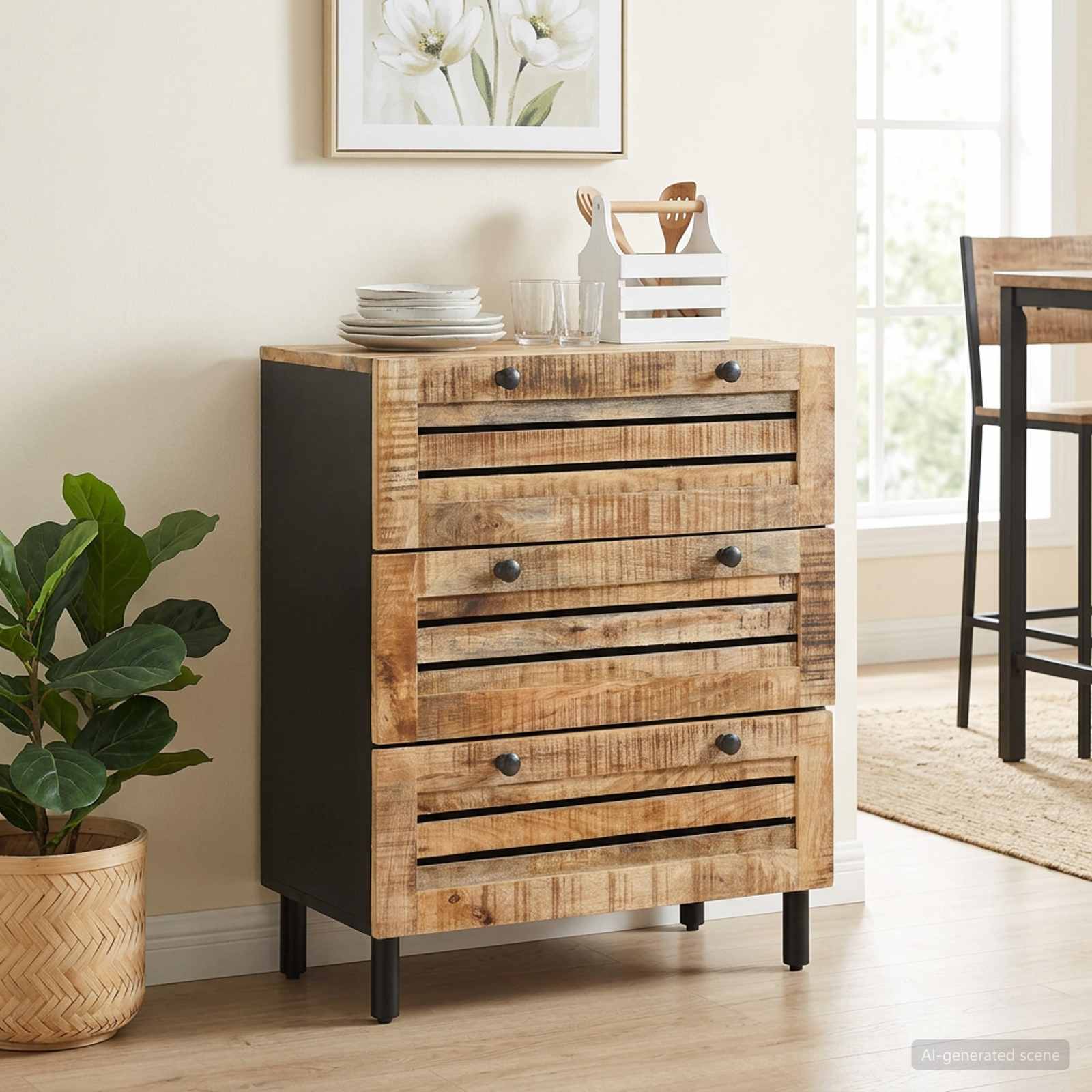 Ντουλάπες Αποθήκευσης 60 x 33 x 75 cm Στερεό ξύλο μάνγκο Φυσικό - Pakobazaar