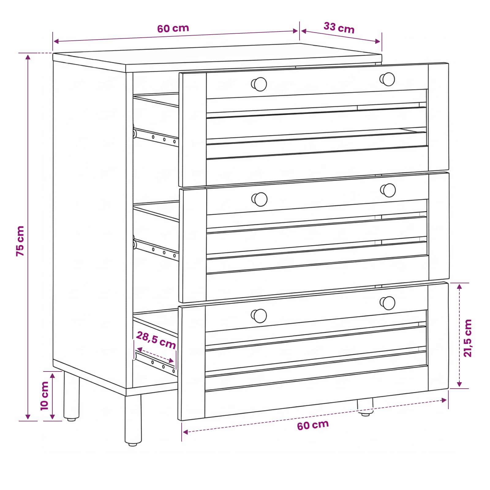 Ντουλάπες Αποθήκευσης 60 x 33 x 75 cm Στερεό ξύλο μάνγκο Φυσικό - Pakobazaar